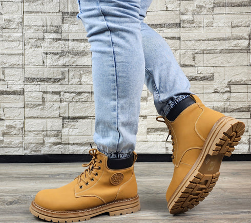 Ghete casual, barbati, MELS, 501235 galben, piele nabuc